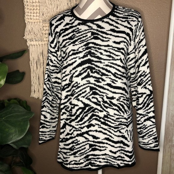 Vintage Carolyn Taylor Zebra Print Sweater - Picture 1 of 8